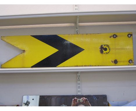 Railway metal and enamel signal, 26cm x 116cm approx