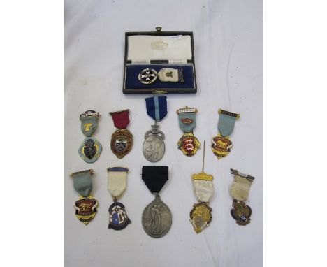 Three silver-gilt and enamel Masonic steward medals viz&nbsp;Royal Masonic Institution for Girls 1916 and 1936 and Royal Maso
