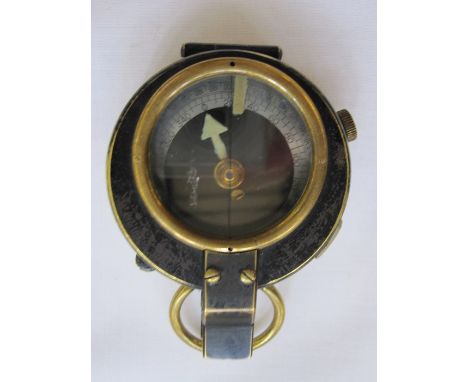 Swiss Military Compass inscribed 1918, E.KOEHN, GENEVE, SUISSE, No.137550 in brass and black metal 