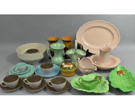 A Collection Mid/Late 20th Century Ceramics to Comprise Cabbage ware Items, Poole Teawares, Vases etc (Various Condiiton Issu