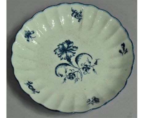 A 19th Century Blue and White Dish, Possibly Worcester, 13cm Diameter 