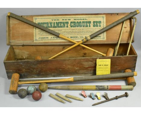 A Vintage Boxed Jaques &amp; Son, Ltd London Croquet Set, "The New Model Tournament Croquet Set", Some Condition Issues