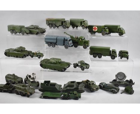 A Collection of Various Dinky and Other Army Vehicles, Playworn 