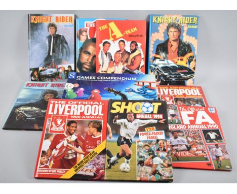 A Collection of Various Vintage Annuals to Comprise Knight Rider, Liverpool etc Together with a Modern Games Compendium 