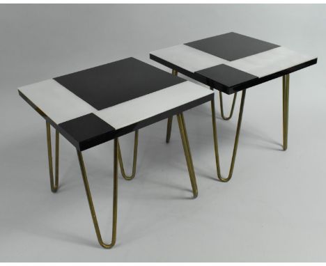 A Pair of Vintage Style Two Tone Stands, 30cms Square and 27cms High 