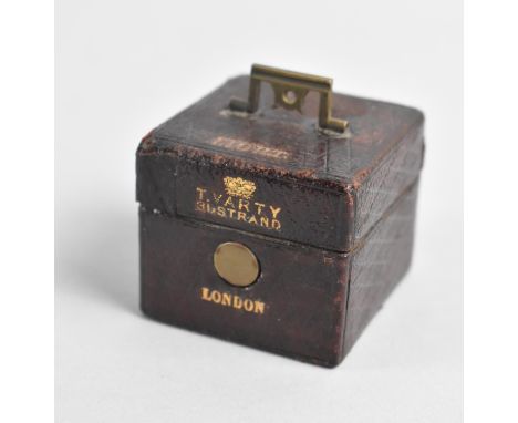 A 19th Century Red Morocco Leather Covered Travelling Vesta Box by T Varty, London, Hinged Lid Inscribed "Light" to Fitted In