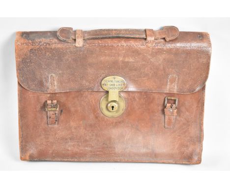 A Vintage Leather Briefcase, The Brass Clasp inscribed Evening Standard, 47 Shoe Lane, London, EC4, 41cms Wide 