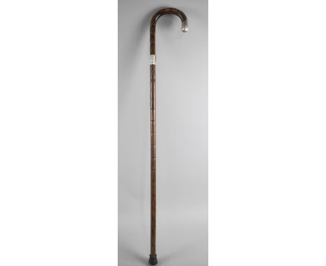 A Silver Mounted Faux Bamboo Walking Stick, Collar Inscribed Thos Reed, 1 High West Street, Gateshead, Hallmarked for Johnath