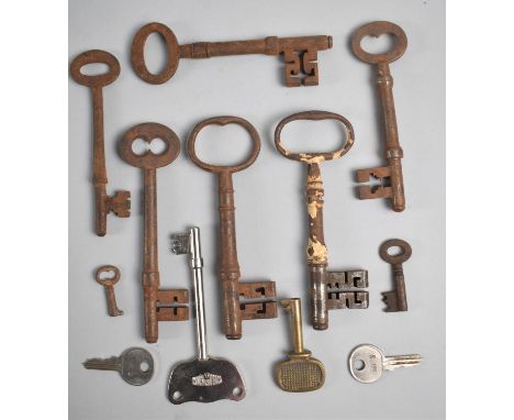 A Collection of Vintage Cast Iron Door Keys together with Later Examples 