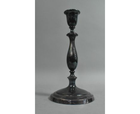 A Mid 20th Century Candlestick, Silver Plate on Copper, by Harrods, 27cms High 