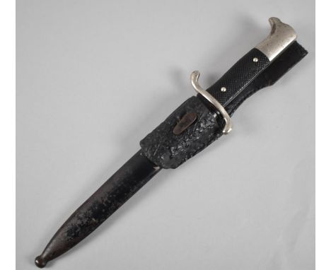 A WWII Third Reich Fire Brigade Dagger with Two Piece Chequered Grip and 'S' Guard, Steel Scabbard with Leather Frog