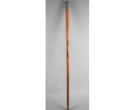 A Victorian Malacca Walking Cane with Silver Top by Johnathan Howell, Monogrammed PL, October 7th 1900, for Hallmarked for Bi