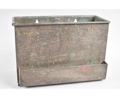 A Vintage Metal Wall Mounting Shoe Cleaning Box inscribed for Black and Brown, 27cms Wide 