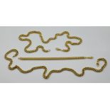 2 unterschiedlich lange Ketten mit 1 Armband je GG 14ct.,