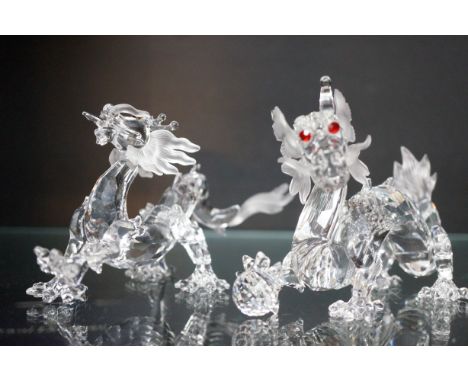 Limited edition Swarovski crystal dragon figure with ruby glass eyes from the Fabulous Creatures collection AF together with 
