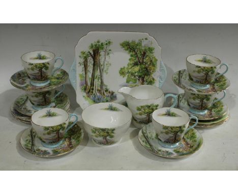 A Shelley Woodland pattern tea service for six