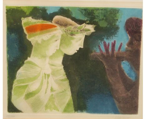 Modern British School (mid-20th century), Stylised Classical Figures, a limited edition print, indistinctly signed in pencil 