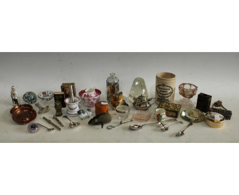 Boxes and Objects - a white metal bright cut caddy spoon; others similar; a Bryant &amp; May matchbox cover; an early 20th Ce