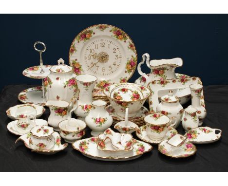 Ceramics - Royal Albert Old Country Roses table and ornamental china, including cake stand, jug and bowl set, vases, trinket 