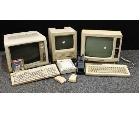 Vintage Computing - an Apple Macintosh SE, model number M5011; an Amstrad 256K Personal Computer Word Processor keyboard; an 