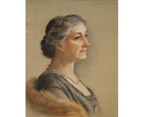 Ida Verner (early 20th century)Portrait of Constance Veseysigned, titled,  pastel, 50cm x 39cm