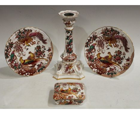 A Royal Crown Derby Olde Avesbury pattern Castleton candlestick, 27cm, printed mark, first quality; an Olde Avesbury pattern 