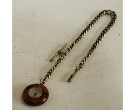 A Victorian graduated Albert with tortoiseshell compass fob