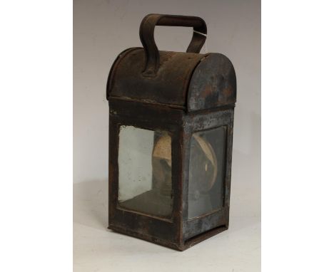 A late 19th century railway carriage lamp, 27cm