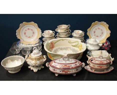 Ceramics - Victorian and later tableware to include Coalport part tea service, a Copeland sardine dish as a sleigh, a pair Sp