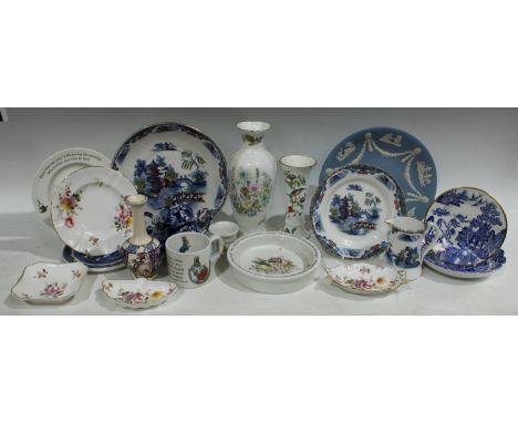 A Wedgwood Peter Rabbit baby's breakfast set, comprising bowl, plate, mug and egg cup; Royal Crown Derby Posie pattern trinke