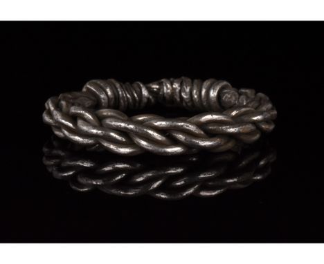 700-1100 AD, Viking Age. A superb silver ring comprised of a twisted band with wrapped terminals. This ring was intended to e