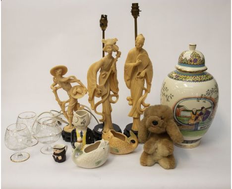 A collection of Shorter &amp; Son fish ware, including plates, jugs, servers, etc; a 20th century Chinese vase; a pair of Con