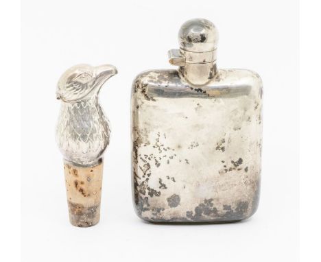 A George V silver hip flask, hallmarked by James Dixon &amp; Sons, Sheffield, 1927, 3.63 ozt (112.9 grams) together with a Co