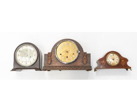 A good Smiths (Enfield) Bakelite mantel clock and two other mantel clocks.1. Smiths two-train movement, 6" dial, key, pendulu