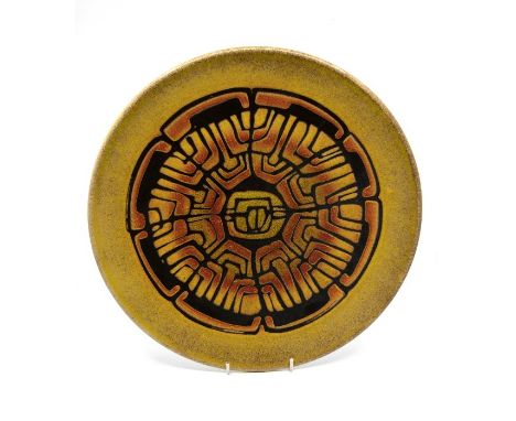 Poole Pottery: A Poole Pottery Aegean charger, shape mark 5. Diameter approx 35cm. Marks to the base.