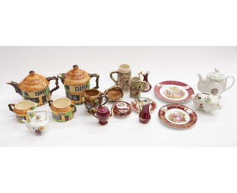 A collection of ceramics including plates by Royal Doulton Gypsies, Royal Crown Derby Crested, Aynsley Wedgwood Jasper wares 