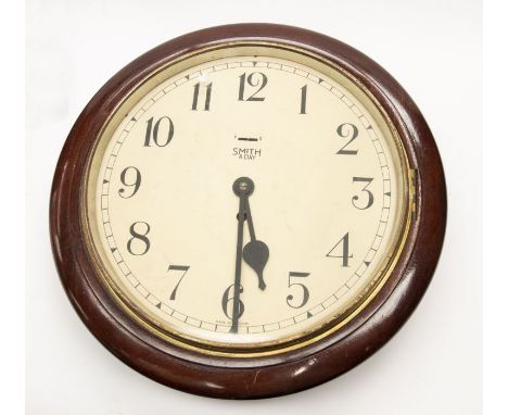 A mid 20th Century Smiths round wall clock, along with 1930's Napoleon hat mantle clock