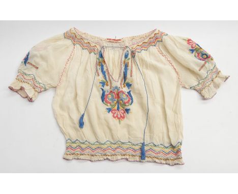 A 1930's embroidered blouse, made in Hungary