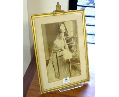 *Mary of Teck (Queen, 1867-1953). Full-length portrait, circa 1886,  albumen print, inscribed by the sitter 'Victoria Mary of