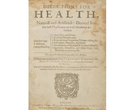 [Vaughan, Sir William]. Directions for Health, Naturall and Artificiall: Derived from the best Physicians, as well Moderne as