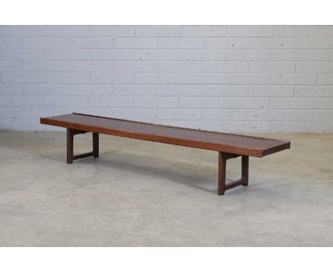 § A Norwegian 'Krobo' rosewood bench, 1960s, designed by Torbjørn Afdal for Mellemstrands Trevareindustri, 200cm wide37cm dee