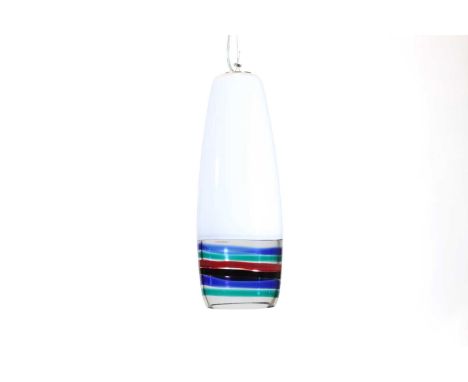 A Venini 'Striade' pendant light,  modern, originally designed in 1957 by Massimo Vignelli (Italian, 1931-2014), the opaque g