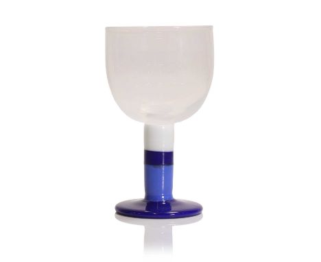 A 'Pop' glass goblet, 1967, designed by Gunnar Cyrén (Swedish, 1931-2013) for Orrefors, the semi-opaque bowl raised on an opa