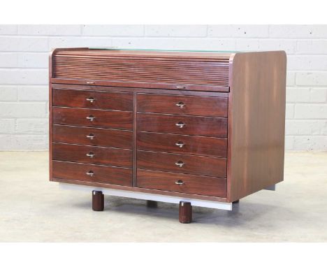 A walnut finish and aluminium-mounted 'Model 804' bureau or desk, designed by Gianfranco Frattini (Italian, 1926-2004) for Be