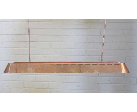 ▲ Piet Hein Eek (Dutch, b.1967), a 'TL Copper' suspension light, designed in 2017, of bevelled oval form,145cm wide23cm deep1