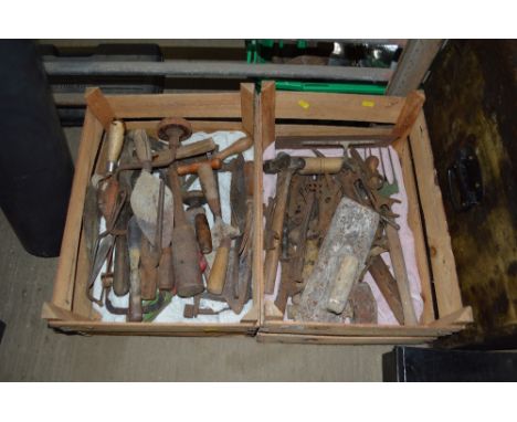 Two boxes of various hand tools 