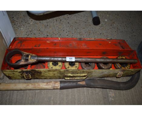 A pipe threader in fitted case