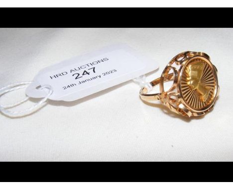 A yellow metal Egyptian style designer ring