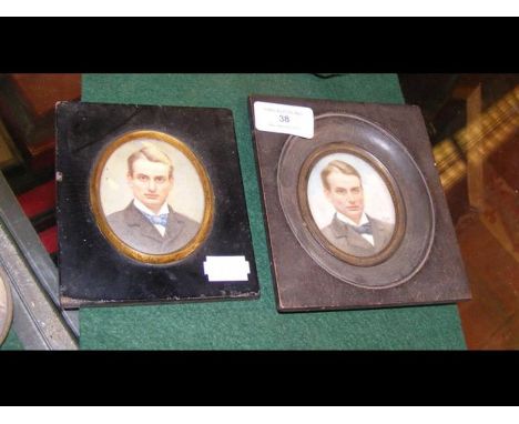 A miniature oval portrait and one other