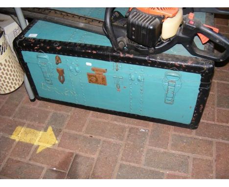 A vintage metal bound trunk 